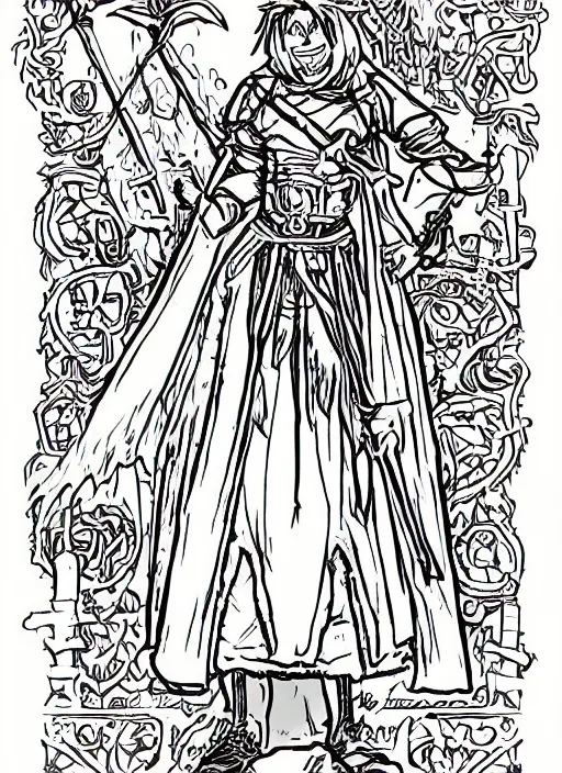 Image similar to jack o lantern cleric, D&D,character concetp art, character sheet