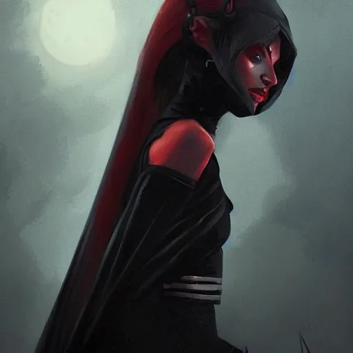 Image similar to portrait of a Darth Talon by Greg Rutkowski, she is about 20 years old, wearing black sith uniform, Star Wars Expanded Universe, highly detailed portrait, digital painting, artstation, concept art, smooth, sharp foccus ilustration, Artstation HQ