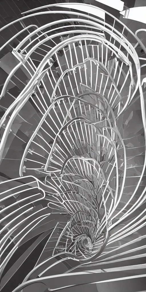 Image similar to infinite spiral stair case, digital art, 4 k