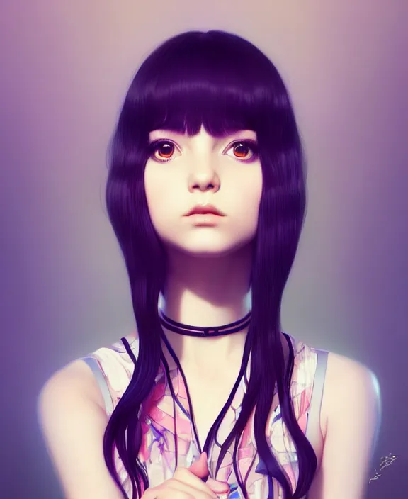 Image similar to a beautiful young british alternative music singer. optical illusion art by ilya kuvshinov lois van baarle ross tran range murata artgerm katsuhiro otomo norman rockwell. highly detailed intricately sharp focus mystically trending deviantart, pinterest, vogue italia, unreal engine 5, 4 k uhd image