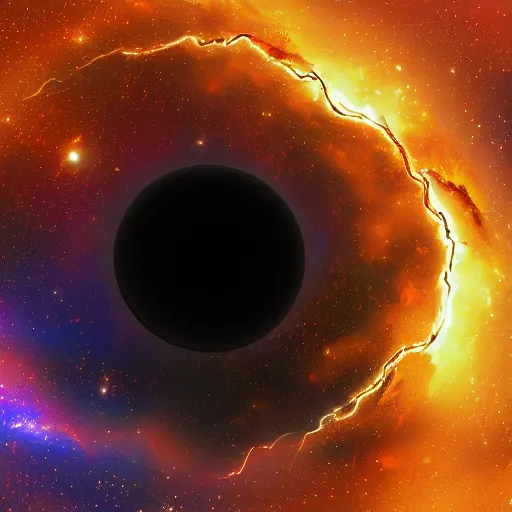 Prompt: 2 black holes colliding in space causing an explosion that tears reality, high quality digital art