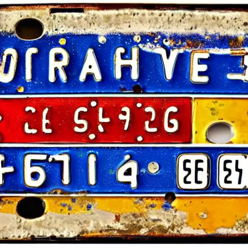 Prompt: vintage license plate from mars