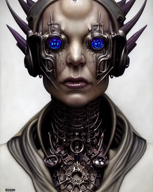 Image similar to front shot of a cyberpunk dead demon mastermind character, intricate, elegant, highly detailed, centered, (((artstation, concept art, smooth, sharp focus, artgerm, Tomasz Alen Kopera, Peter Mohrbacher, donato giancola, Joseph Christian Leyendecker, WLOP, Boris Vallejo))), mugshot!!!!!, ugly!!!!!!, octane render, nvidia raytracing demo, grainy, muted