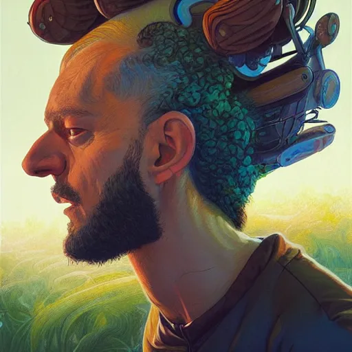 Image similar to chosen mohawk projector portrait by gaston bussierre and charles vess and james jean and erik jones and rhads, inspired by rick and morty, epic, funny, huge scale, beautiful fine face features, intricate high details, sharp, ultradetailed