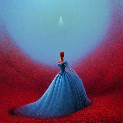 Prompt: Cinderella in style of Zdislaw Beksinski