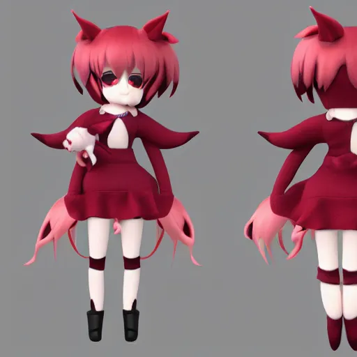 Image similar to cute fumo plush of a floating imp girl, devilish creature, anime girl, vray