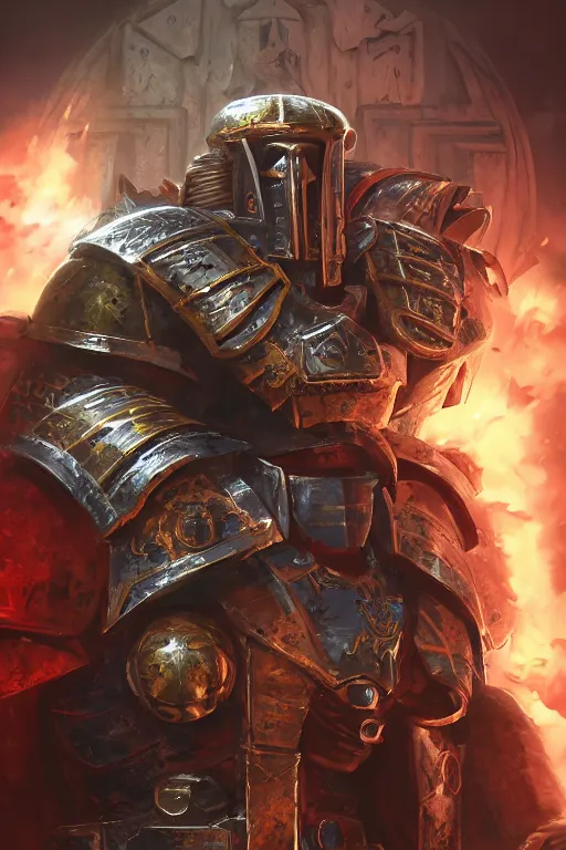 Image similar to armor portrait heros warhammer 4 0 k horus heresy fanart - the primarchs emperor by johannes helgeson animated with vfx concept artist & illustrator global illumination ray tracing hdr fanart arstation zbrush central hardmesh 8 k octane renderer comics stylized