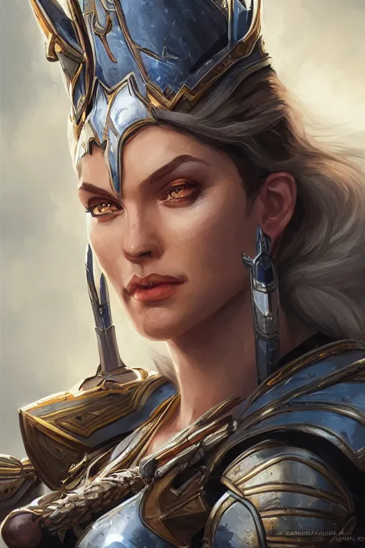 Image similar to amazon valkyrie athena, d & d, fantasy, portrait, highly detailed, headshot, digital painting, trending on artstation, concept art, sharp focus, illustration, art by artgerm and greg rutkowski and magali villeneuve