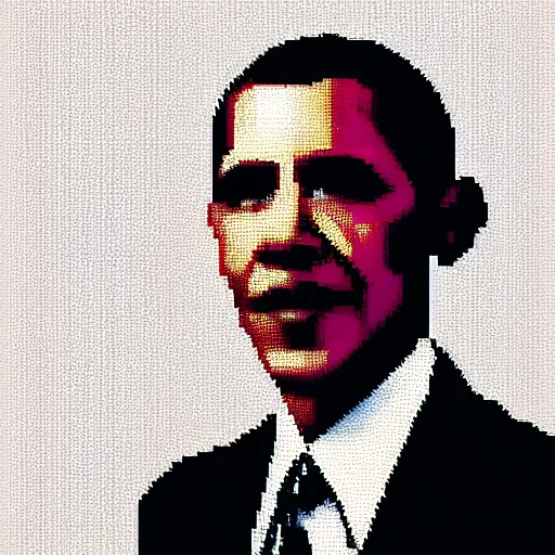 Prompt: portrait of barack obama, pixel art, colorful,