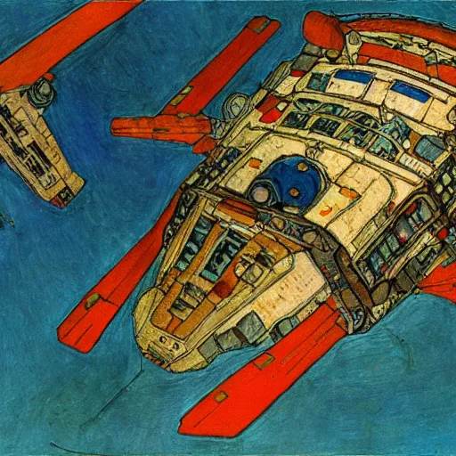 Prompt: Egon Schiele painting of DreamBotMothership, highly detailed