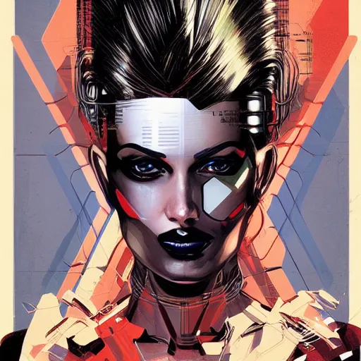 Image similar to portrait of a female android, by MARVEL comics and Sandra Chevrier