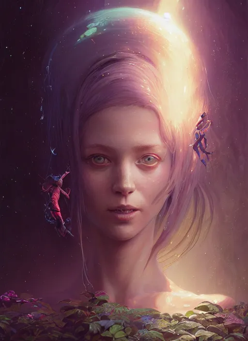 Image similar to highly detailed portrait of an alien girl, stephen bliss, unreal engine, fantasy art by greg rutkowski, loish, rhads, ferdinand knab, makoto shinkai and lois van baarle, ilya kuvshinov, rossdraws, tom bagshaw, alphonse mucha, global illumination, radiant light, detailed and intricate environment