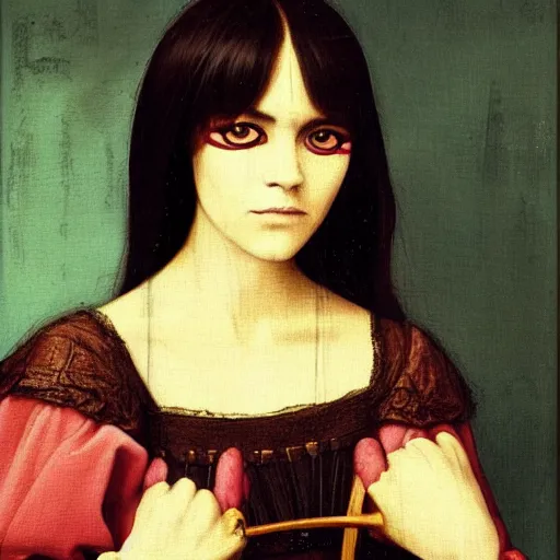 Image similar to a renaissance style painting of the musician bat for lashes