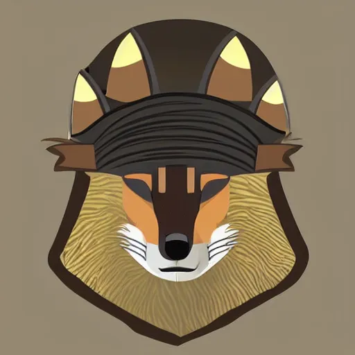 Image similar to a fox wearing a military helmet, portrait, beautiful, leaves on head, different camo styles, neutral background, digital art, realistic and stylized, retro look