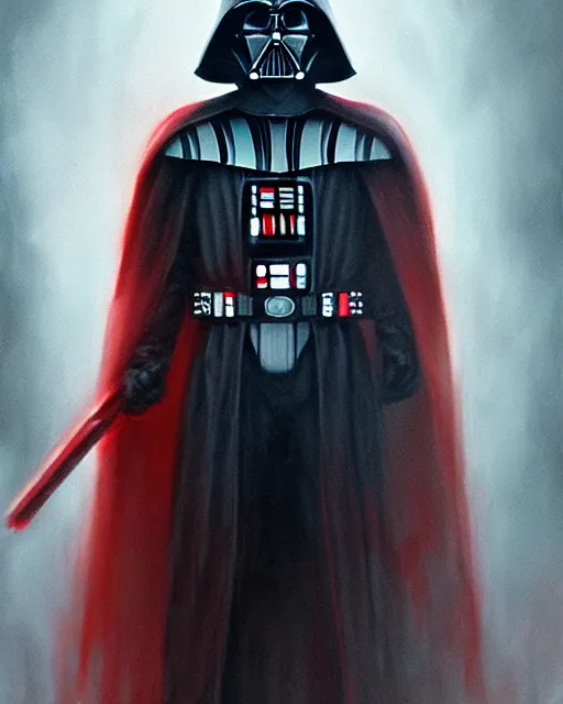 Image similar to a portrait of darth vader, elegant, ethereal horror red and dark fantasy art by greg rutkowski and magali villanueve and monet con
