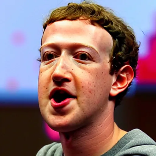 Image similar to Mark Zuckerberg angry eating gummy bears