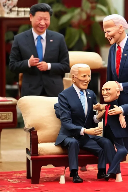 Image similar to chinese leader playing with a joe biden doll