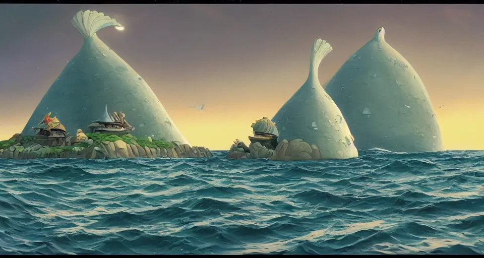 Image similar to giant seashell house in the ocean, by laika, ralph mcquarrie, in the style of zelda windwaker