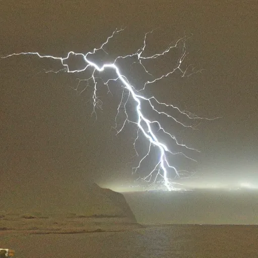 Image similar to A White lightning and storm