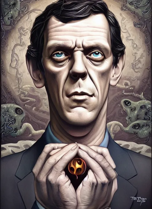 Prompt: lovecraft lovecraftian portrait of hugh laurie, pixar style, by tristan eaton stanley artgerm and tom bagshaw.