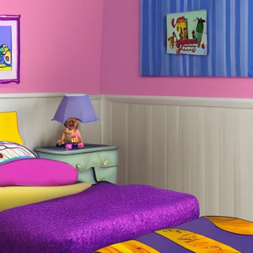 Image similar to Film still of a childrens bedroom by Pixar