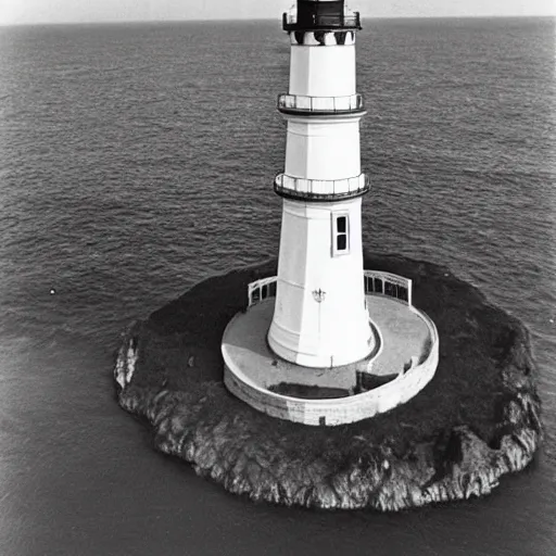 Prompt: the tallest lighthouse, 1968 photo