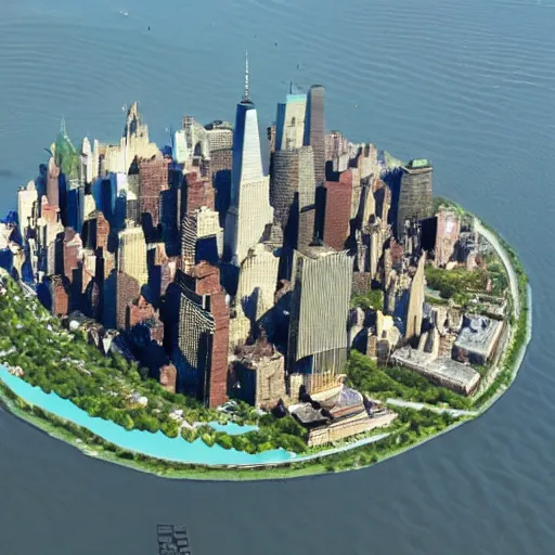 Prompt: New York City on a floating island