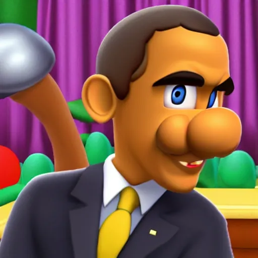 Image similar to Obama as a Super Mario 64 character