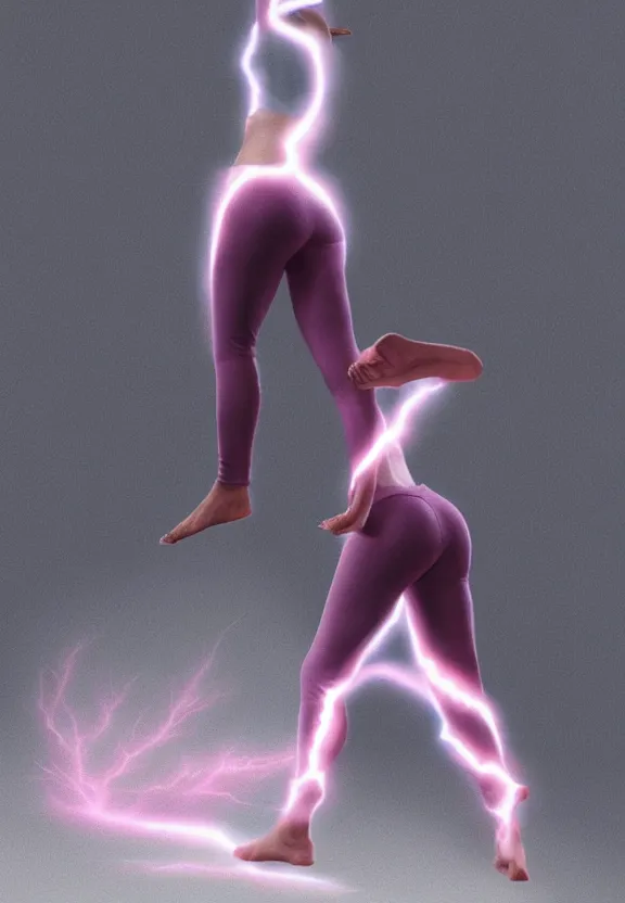 Image similar to female wearing yoga pants, volumetric lightning, highly detailed, concept art, by jin kim center of