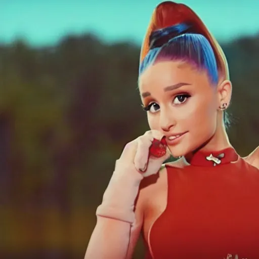 Image similar to retrofuturistic ariana grande, a still