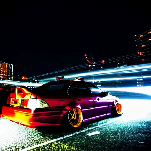 Prompt: a car JZX100 at illegal car meet, Saitama prefecture, long exposure, milkyway, cinematic color, photorealistic, highly detailed