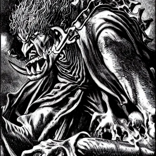 a stunning masterpiece of Satan by kentaro miura. It