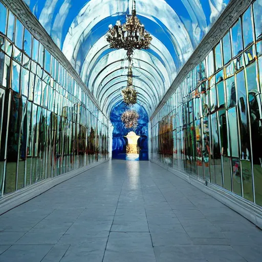 Image similar to hall of mirrors, outdoor art installation, colour hd photography