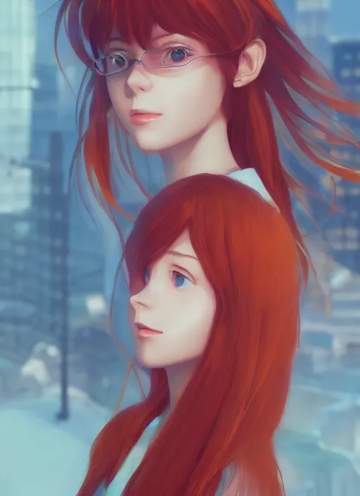 Image similar to highly detailed portrait of asuka langley soryu, loish, rhads, makoto shinkai and lois van baarle, ilya kuvshinov, global illumination, radiant light, detailed and intricate environment