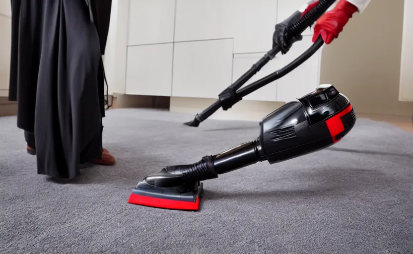 Prompt: Darth vader vacuuming the floor, 8k