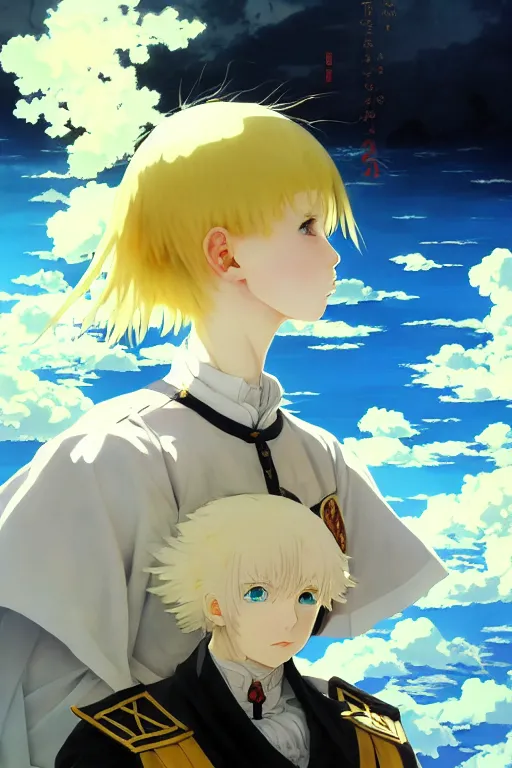 Image similar to baroque oil painting, anime key visual environment concept art, full body portrait anime maid nazi ss commander, blonde hair blue eyes, brutalist dark fantasy, trending pixiv fanbox, rule of thirds golden ratio, detail acrylic palette knife, illustrated by hayao miyazaki makoto shinkai jamie wyeth greg rutkowski chiho aoshima