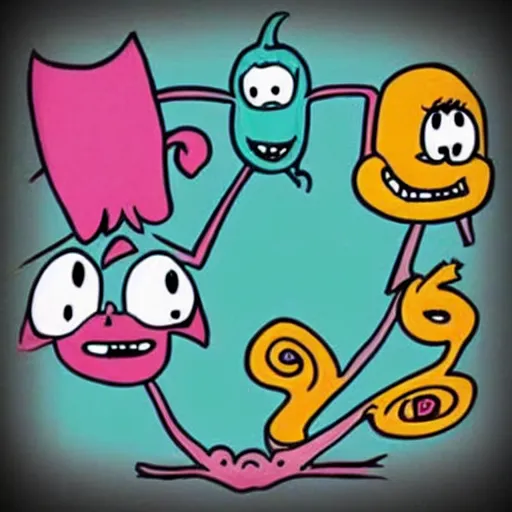 Image similar to ugly cute 1 9 9 0's morning cartoon character, aaahh!!! real monsters cartoon style