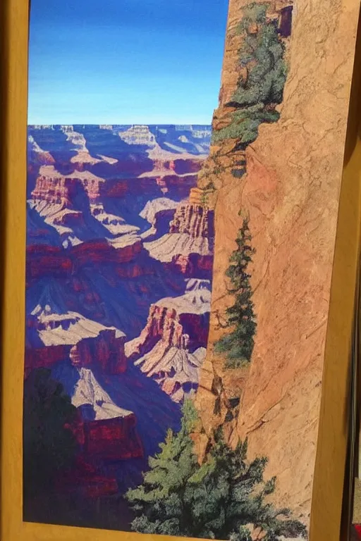 Image similar to bob ross painting of the grand canyon