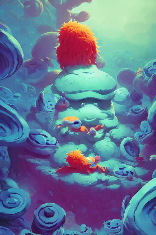 Image similar to smurf ghost creature animal sushi cristal very big eye roots cactus elemental flush of force nature micro world fluo fishscale, behance hd by jesper ejsing, by rhads, makoto shinkai and lois van baarle, ilya kuvshinov, rossdraws radiating a glowing aura global illumination ray tracing hdr