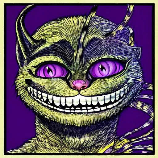 Prompt: The Cheshire Cat, in the style of Jean Giraud