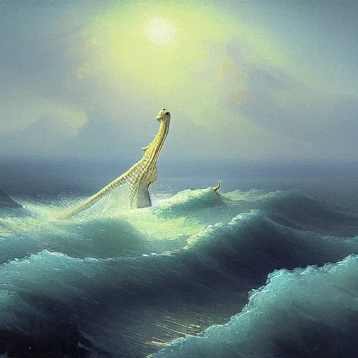 Image similar to seahorse kraken by ivan aivazovsky