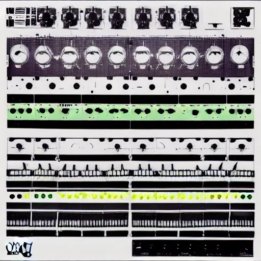 Prompt: moog modular synthesizer, album cover art by Hipgnosis