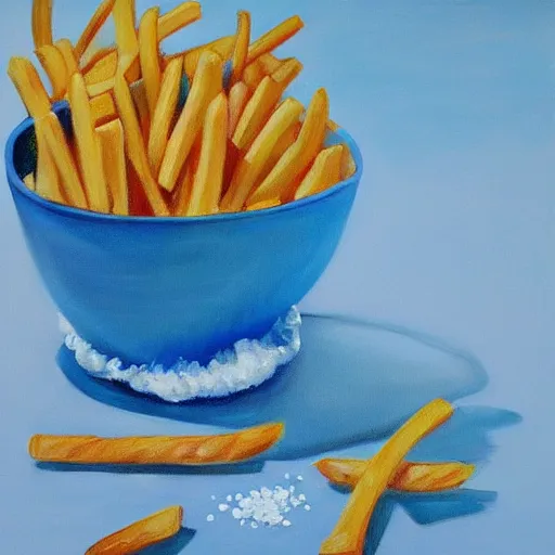 Prompt: realistic painting of french fries with sea salt high - quality trending on art station