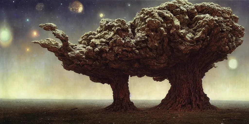 Image similar to supernova, giant tree made from asteroids in open space, painted by steve mccurry, ruan jia, raymond swanland, lawrence alma tadema, zdzislaw beksinski, norman rockwell, jack kirby, tom lovell, alex malveda, greg staples