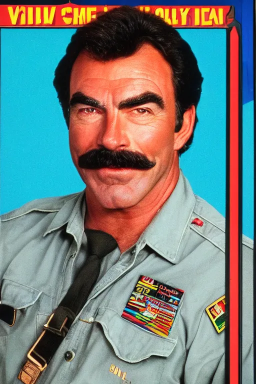 Prompt: tom selleck 1 9 9 0 s vhs box art, romantic comedy, hawaii, army men, highly detailed, hd, realism