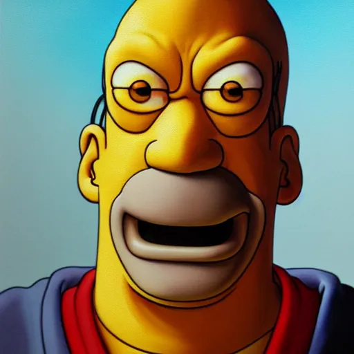 Image similar to ultra realistic portrait painting of homer simpson, art by akira toriyama, 4 k, dragon ball artstyle, cel shaded, highly detailed, epic lighting