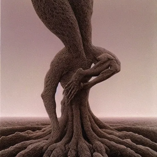 Prompt: Zdzisław Beksiński painting of the creature known as The Conklefloog