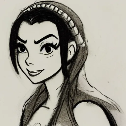 Image similar to milt kahl sketch of victoria justice as princess padme from star wars episode 3