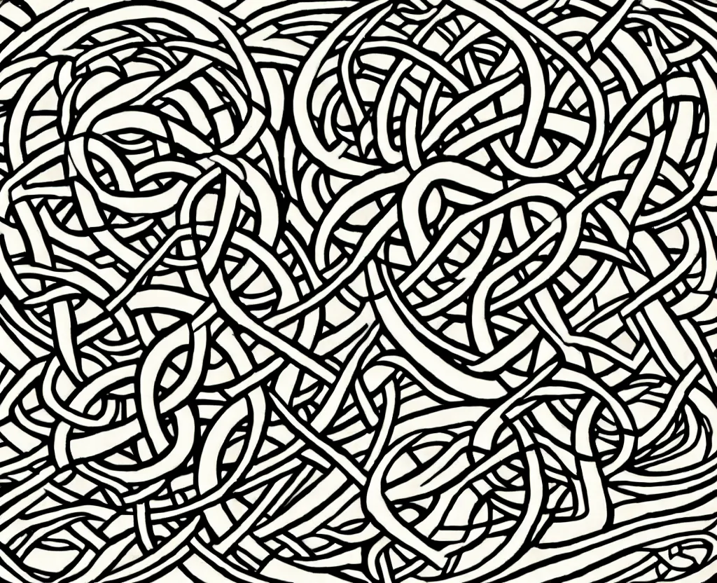 Prompt: a diagram of a celtic knot made of snakes