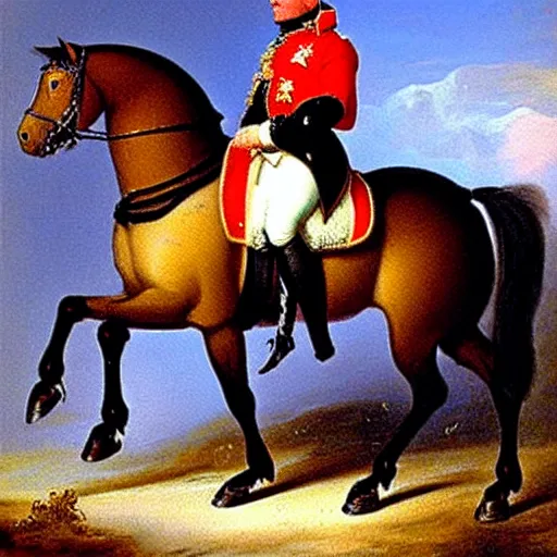 Image similar to painting of napoleon bonaparte on his horse by bob ross